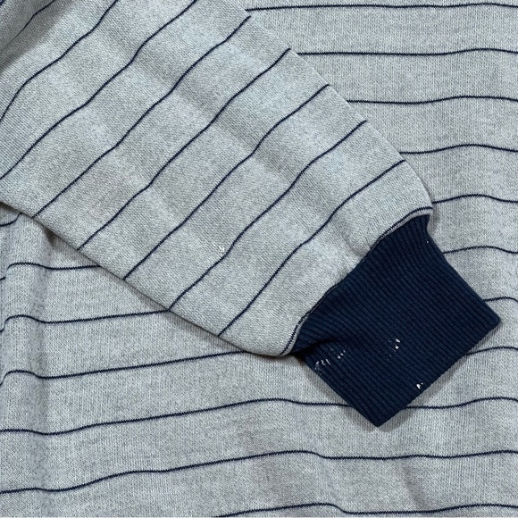 Vintage Champion Sweatshirt Gray Blue Stripe V Neck Adult Medium - Picture 3 of 8